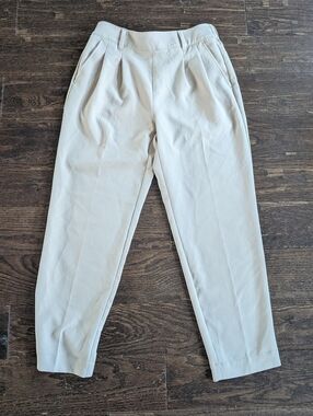 Loft Outlet High Waisted Tapered Slacks in Light Khaki